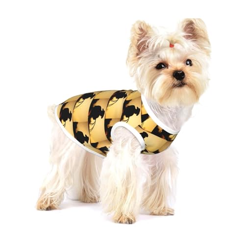 Camiseta de algodón sin mangas con estampado de vaquero, con silueta de lazo, suave, transpirable, para mascotas pequeñas