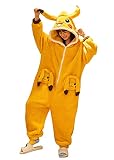 YAOMEI Erwachsene Unisex Jumpsuits, Kostüm Tier Kostüm-Anzug Onesie Nachthemd Schlafanzug Kapuzenpullover Nachtwäsche Karton 3D Kigurumi Fastnachtskostuem Party Halloween (Herren-Pikachu2, XXL)