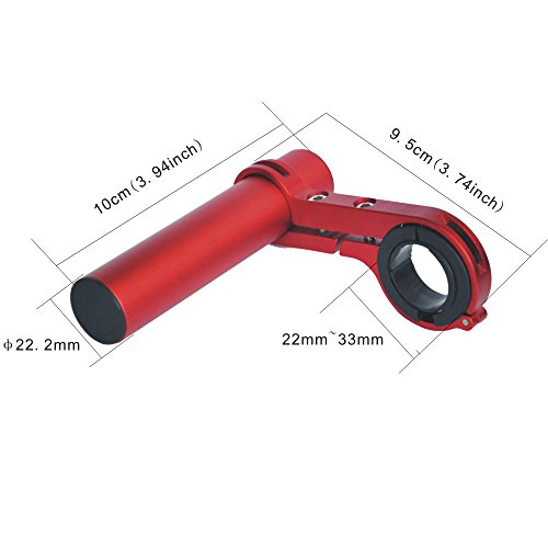 UPANBIKE Bike Handlebar Extender Aluminum Alloy Bracket Extension For Bicycle Speedometer Mount Headlight Flashlight Lamp Holder (Black,10cm Single clamp) - Thumbnail 2