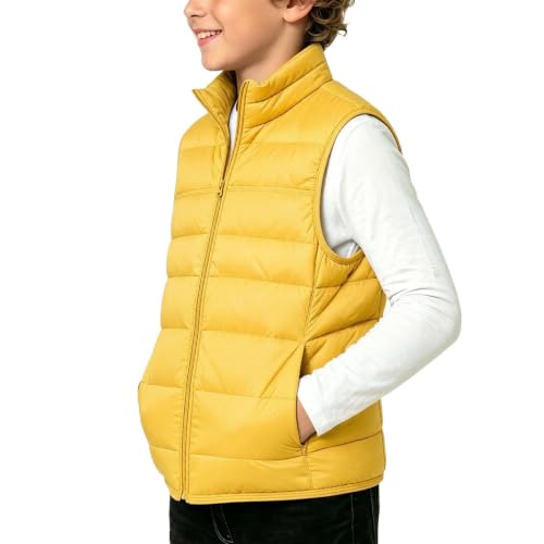 Image of Saxrel Yellow Boys Puffer Gilet Stand Collar Quilted Body Warmer 7 Years