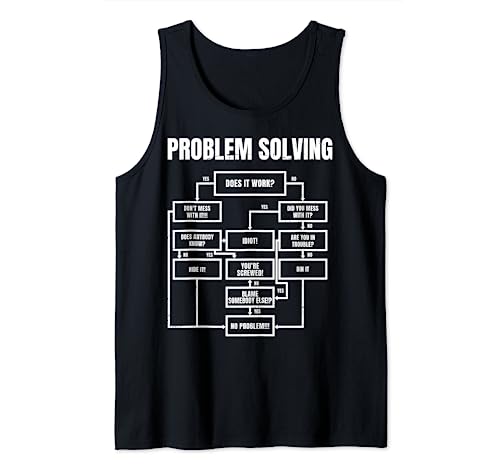 Tabla de resolución de problemas para hombres - Diagrama de flujo Geek Nerd divertido regalo Camiseta sin Mangas