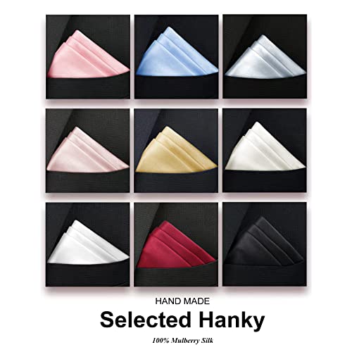 Selectedstyle 100% Pure Silk Pocket Square Solid Black For Father's Day Gift #TOP6
