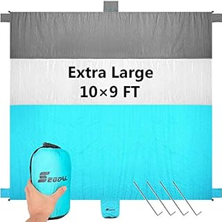 Sand Free Beach Blanket Large Oversized 10' X 9' Waterproof Soft Lightweight Durable