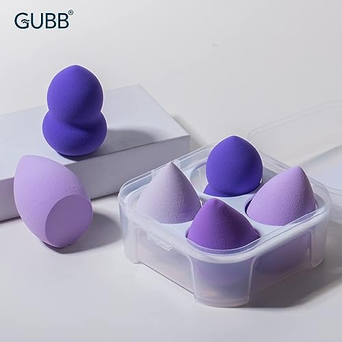 Image of GUBB Beauty Blender For Face Makeup | Foundation Blending Beauty Sponge, Flawless for Liquid, Cream, Foundation & Powder | Makeup Sponge (Purple) - Set of 4 Multi use Oval Makeup Brush