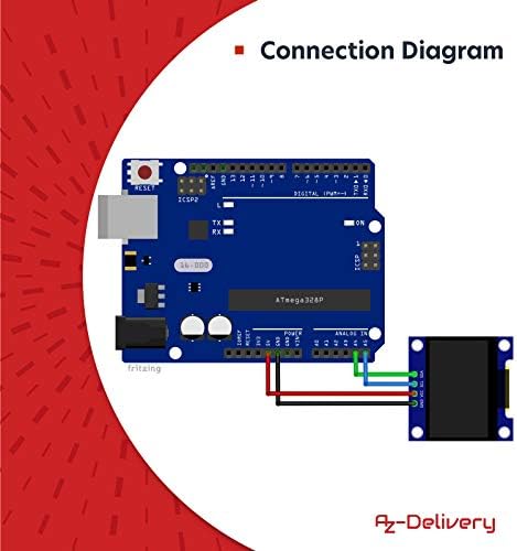 AZDelivery I2C 0.96-inch OLED Display Compatible with SSD1306 128x64 Pixels IIC 3.3V 5V White Character Display Compatible with Arduino and Raspberry Pi Including E-Book! (Pack of 5)