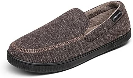 DREAM PAIRS Men's Dsl216m House Slippers Moccasins Style for Indoor/Outdoor with High-Density Memory Foam Winter Warm House Shoes, Brown, Size13-14