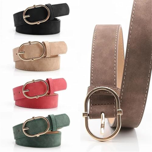 Women’S Soft Comfortable PU Leather Belt Alloy Golden Buckle 2.8Cm Wide Casual Waistband For Jeans Clothing2