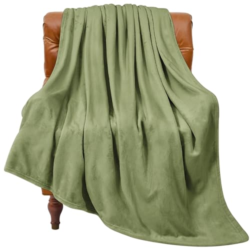 Image of BEDELITE Fleece Blanket Sage Green Throw Blanket for Couch & Bed, Luxury Plush Cozy Fuzzy Blanket 50 inch x 60 inch, Super Soft Warm Lightweight Throw Blanket for Travel Camping