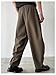 OYOANGLE Men's Pleated Mid-Rise Elastic Tapered Pants Loose Fit Casual Dress Pants with Pockets Light Brown Small
