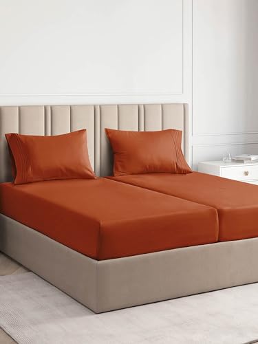 100% Egyptian Cotton 800 Thread Count Luxury Split King Sheets Sets for Adjustable Bed 5 Piece Split King Size Sheet Set, 15