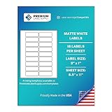 Premium Label Supply White Sticker Address Labels – 3' x 1' – Laser/Inkjet Compatible – (18 per Sheet), 25 Sheets – 450 Total Adhesive Labels