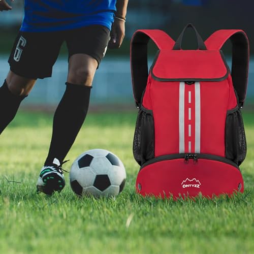 Mochila de Futbol con Zapatillero Impermeable Mochila Deporte con Separador Seco-Húmedo Mochila Multifuncional para Baloncesto Balonmano Voleibol Playa Piscina Yoga Baile Gimnasio Bolsa Cuerdas - imagen 5