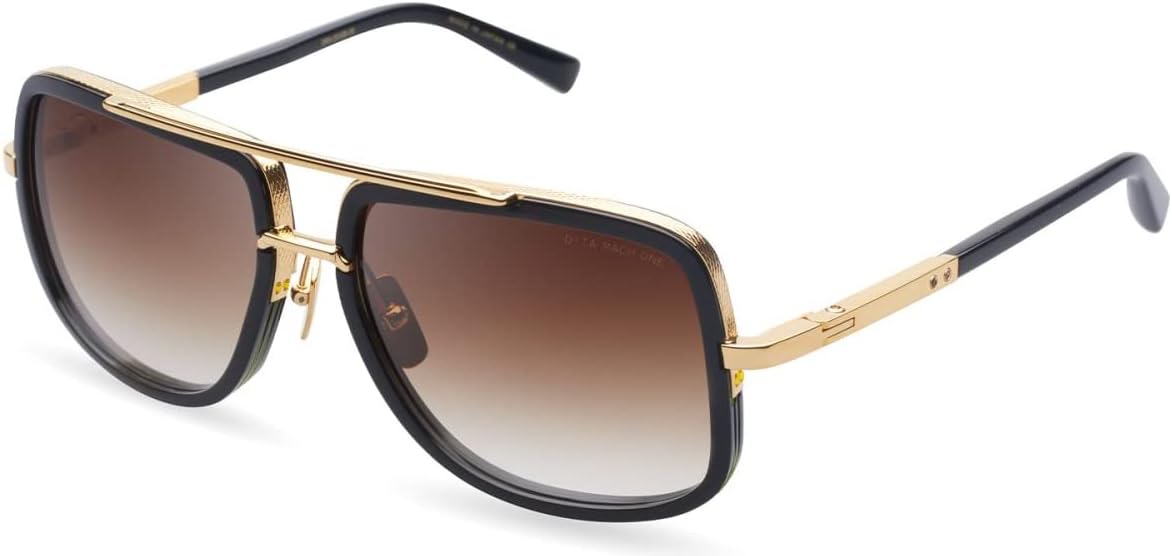Dita DRX-2030B-59-Z - Mach-One Sunglasses Shiny 18K Gold - Black w/D.Brown to Clear-AR 59mm