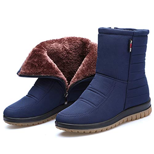 MIOKE Women's Winter Waterproof Rain Snow Ankle Booties Warm Fur Zipper Anti-slip Outdoor Snow Short Boots3