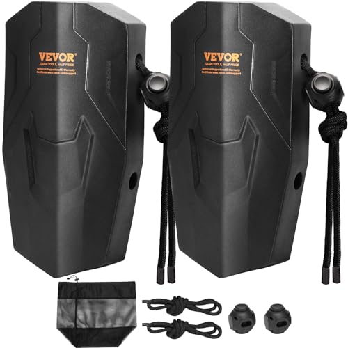 VEVOR Boat Fenders, 8.6\" x 16\" Boat Bumpers for Docking, Marine EVA Boat Dock Fender Bumper with Ropes, Cord Locks and Storage Bag, No Inflation Required, for Class A/Class 1/Part Class 2, Black