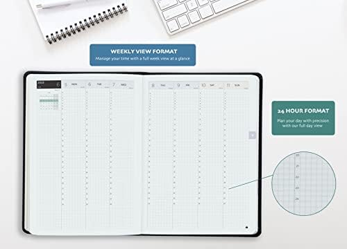 Inamio 24 - 2023 Dated Diary A5 Week to View Planner Includes Monthly Views Annual Calendar with 24 Hour View and Japanese Design, Notes and Hardcover A5