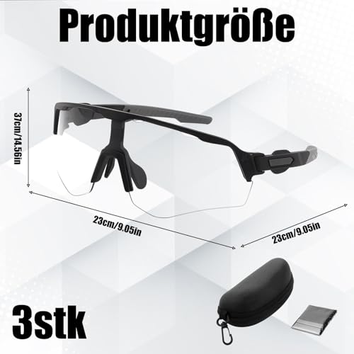 TioRacY Fahrradbrille Herren Selbsttönend, Schwarz Rahmen C5, UV400 Schutz, Sportbrille Für Radfahren, Laufen, Wandern, Angeln, Strandaktivitäten