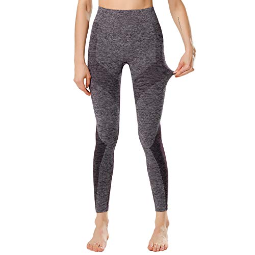 Urparcel Workout Leggings Womens 7/8 Butt Lifting Seamless Leggings High Waist Tummy Control Compression Pants Plum Purple