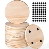 12 Pieces Unfinished Wood Coasters, GOH DODD 4 Inch Wooden Slices Blanks Bulk Set with Foot Pads for Drinks Crafts Laser Engraving Wood Burning Staining Painting Decoupage Wedding Halloween, Round