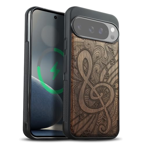 Coque Pixel 10 Pro XL Magsafe en bois de noyer protection antichoc