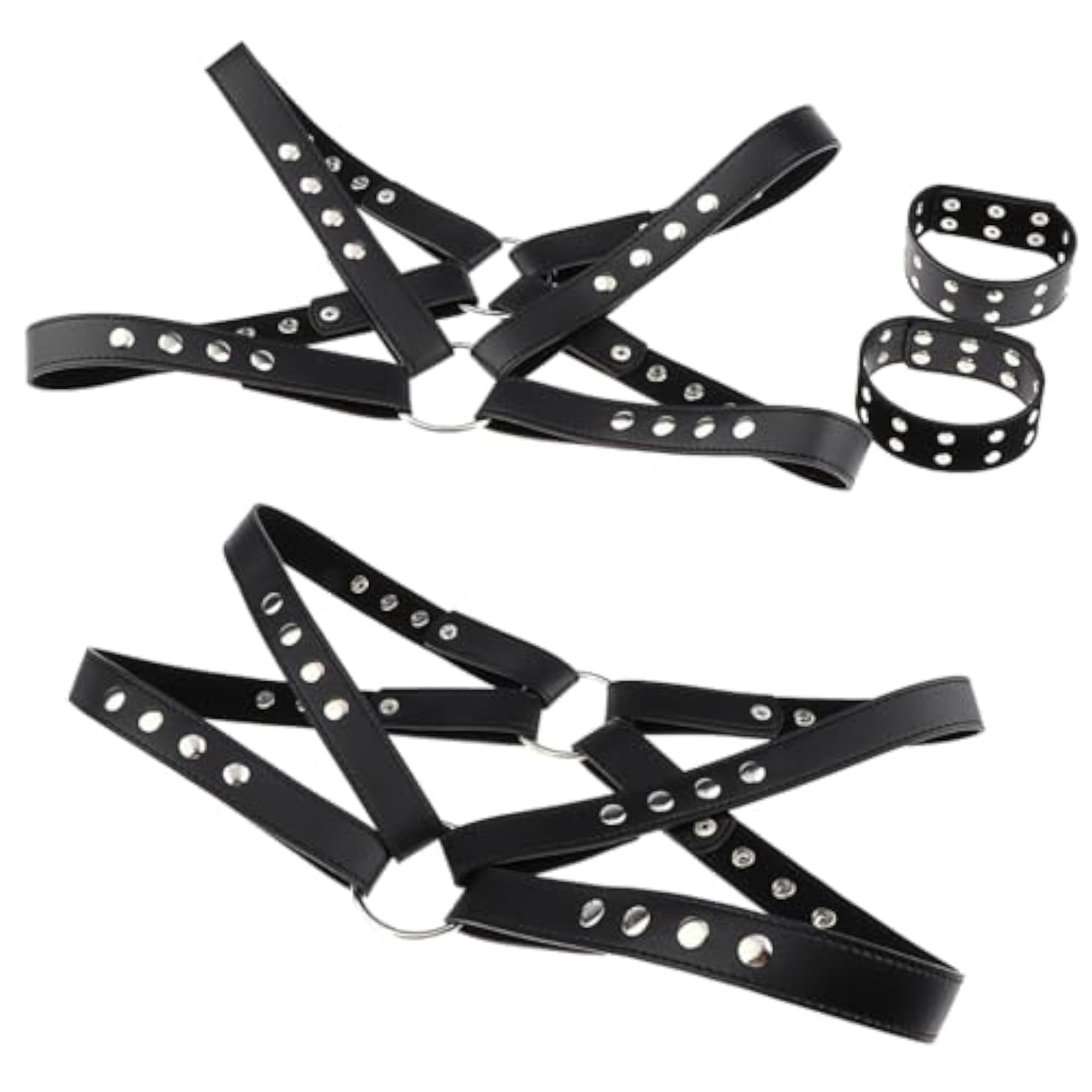 Men's Leather Chest Strap Body Harness with Arm Band