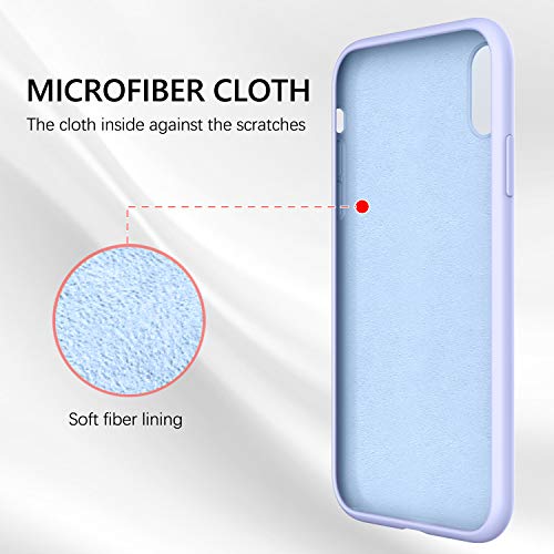 Iphone Xs Case Iphone X Case Liquid Silicone Guagua Soft Gel Rubber Slim Lightweight Microfiber Lining Cushion Texture Cover Shockproof Protective Anti-Scratch Phone Cases For Iphone Xs/X Lilac Purple #TOP2