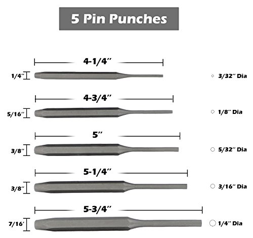 Ram-Pro 16-Piece Punch And Chisel Set | Kit Includes: Steel Pin, Taper, & Center Punches, With Cold Chisels And Chisel-Punch Gauge | Perfect For Metal & Wood Work #TOP1