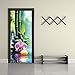 QHZSFF 3D Tür Wandaufkleber Orchidee & Zen PVC selbstklebende Wasserdichte Abnehmbare Art Decals für Dekoration Wandbild 77 x 200 cm