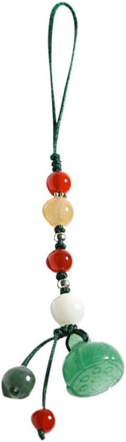 DECHOUS Green Stone Lotus Pendant Phone Charm for Car Keys and Clothing