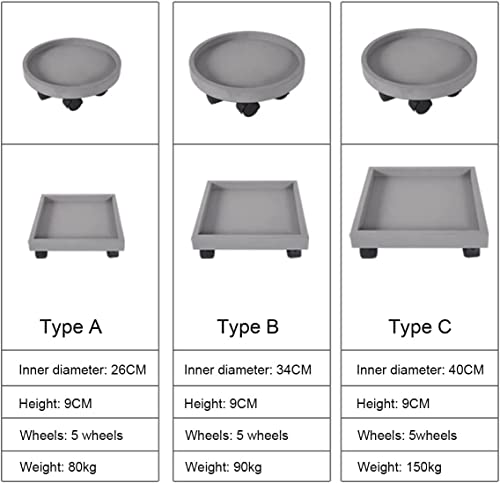 Support à roulettes pour pots de fleurs carré 40 cm, plateau robuste plante intérieur
