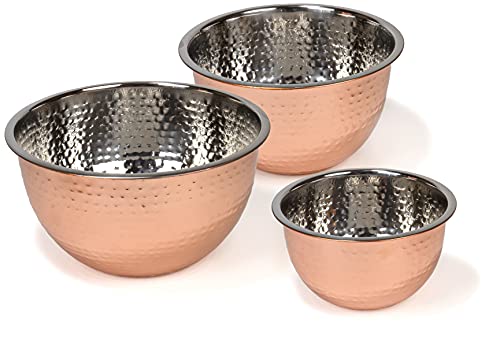 Set de 3 Tazones de Acero Inoxidable con Acabado Cobre Martillado miniatura 1