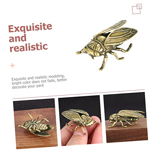 Stobaza 9815PL54K226Z192K Cicada Insect Ornaments Figures Feng Shui Sculpture Desktop Cicadas Adornment Sticker Home Decoration Animal Decor Book Tabletop Retro Decor Animals Toy Office Statue Antique Brass thumb #5
