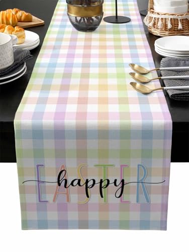 Easter Table Runner Cotton Linen 120 Inch Holiday Dresser Scarves,