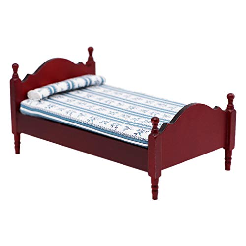 Mini Dollhouse Accessories,Dollhouse Furniture 1:12 Scale Miniature Bed, Dollhouse Kit Accessories Pretend Play Toy for Boy Girl Bedroom Living Room
