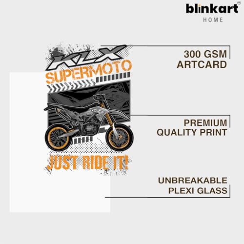 Image of BLINKART Kawasaki KLX CarFramed Posters Gift Items Boys Room Wall Decoration Bedroom Office Studio Synthetic Wood Frame & Acrylic Glass Ready to Hang - 18x12 Inch, (A4 Size) - CAR-142
