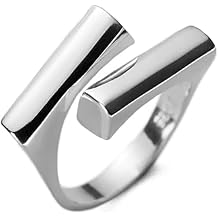 Geometric Bar Open Statement Ring for Women Girls Simple Adjustable Stacking Double Bar Chunky Rings Finger Bands Minimalist Personalized Birthday Jewellery Gifts