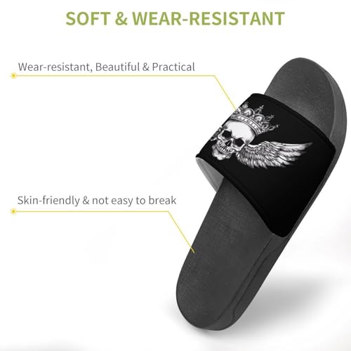 Skull and Wings Non Slip Slides Sandals for Women Men Quick Drying Shower Shoes for Bathroom Pool Beach3