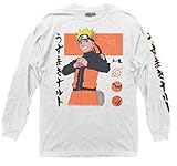Ripple Junction Naruto Shippuden Naruto Block Symbols Anime Adult Unisex Long Sleeve Crew T-Shirt Officially Licensed XS White