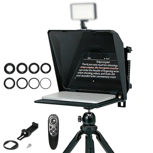 Ambitful T1 Pro Teleprompter für Handy mit Desktop-Stativ schnell einzurichten tragbares Teleprompter-Set mit Fernbedienung unterstützt Smartphone/DSLR/Mini-Tablet (unter 8 3 Zoll) für YouTube
