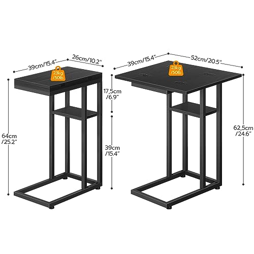 Miniatura 3 de Hoobro Mesa Auxiliar De Sofá En Forma De C Plegable, Mesa Pequeña De Centro De Estilo Industrial, Mesa De Café Con Estante De Almacenamiento, Negro Ebk29sf01
