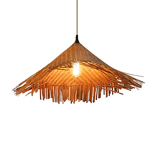 CSSYKV Vintage Straw Hat Chandelier Creative Bamboo Weaving Pendant Light