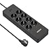 Produktbild NTONPOWER 8 Fach Steckdosenleiste Überspannungsschutz 1700 Joule, 4000W Mehrfachsteckdose Wandmontage, Steckdosenleiste 16A mit 5 USB,1,5m, Schwarz