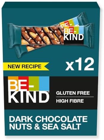 BE KIND Dark Chocolate Nuts & Sea Salt Nussriegel, 12er Pack (12x40g) | Nussriegel mit dunkler Schokolade und Meersalz — der beliebte Snack fürs Büro, unterwegs oder zum bewussten