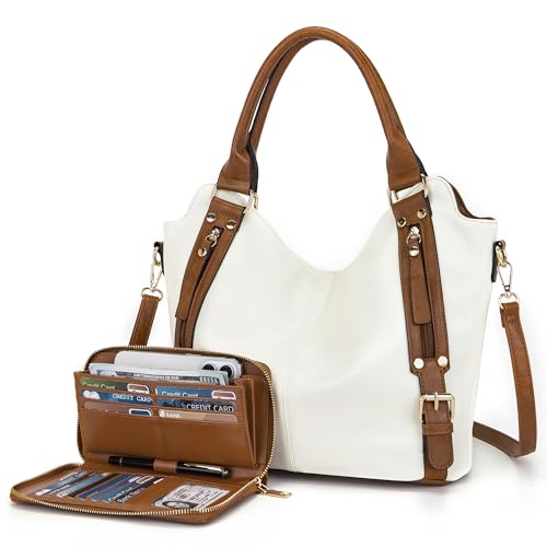 Crossbody Bags for Women Large Hobo Purse PU Leather Shoulder Handbag Ladies Tote Wallet Set 2PCS