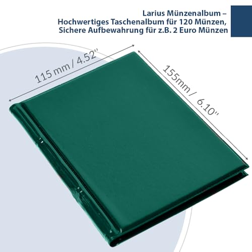 Münzenalbum Münzalbum für 120 Stück 2 Euro Münzen, Gedenkmünzen Aufbewahrung (Grün)