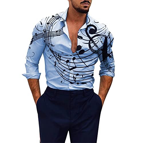 Chemise hawaïenne homme à notes de musique et manches longues