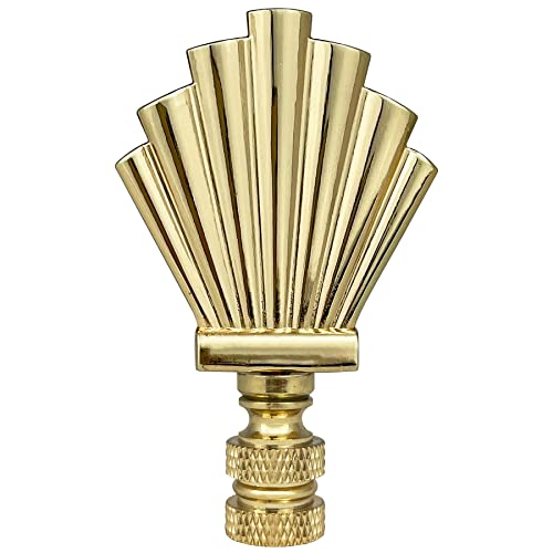 Image of Royal Designs Art Deco Motif 3 inch Lamp Finial for Lamp Shade, Polished Brass - Set of 2