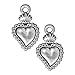 Silver Plated Pewter Dia De Los Muertos Sacred Heart Milagro Pendant Charm 22mm (1)