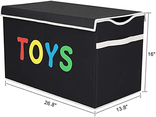VICTOR'S Toy Storage Organizer - Extra Large Toy Box Chest Storage Boxes Bins Baskets for Kids, Boys, Girls, Nursery Room, Playroom (New Black)