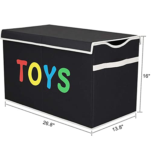 VICTOR'S Toy Storage Organizer - Extra Large Toy Box Chest Storage Boxes Bins Baskets for Kids, Boys, Girls, Nursery Room, Playroom (New Black)